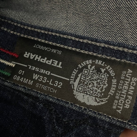 Men’s Diesel Tepphar Slim Carrot Blue Washed Jeans 33 x 32 US! - Picture 6 of 10